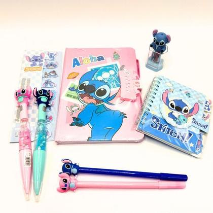 Imagem de Kit 8 Peças Papelaria Fofa Kawaii Lilo & Stitch Presente