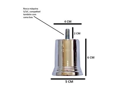 Imagem de Kit 8 Pés Para Cama Box Sofá Móveis 6cm Lis Cromado