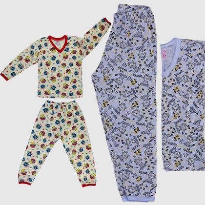 Imagem de Kit 8 Pijama Bebê Calça Manga Longa Baby Doll Conjunto Para Menina Crianças