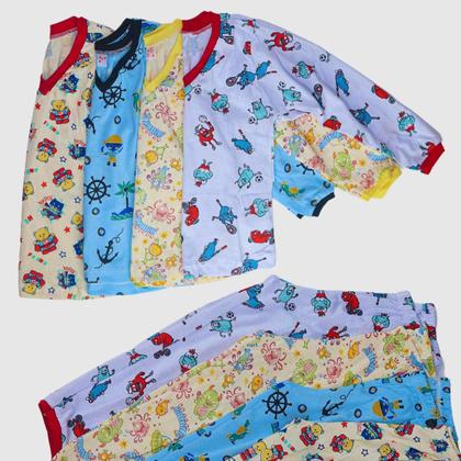 Imagem de Kit 8 Pijama Bebê Calça Manga Longa Baby Doll Conjunto Para Menina Crianças