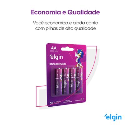 Imagem de Kit 8 Pilhas Aa Recarregável Elgin 2500 Mah