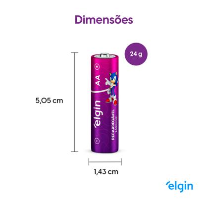 Imagem de Kit 8 Pilhas Aa Recarregável Elgin 2500 Mah