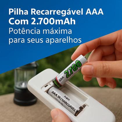 Imagem de Kit 8 Pilhas AAA Recarregáveis Palito 2700mah Longa Duração - Enviamos no mesmo dia