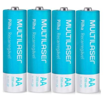 Imagem de Kit 8- Pilhas Recarregáveis AA / AAA Multilaser + Carregador De Pilhas Original Multilaser Com Garantia