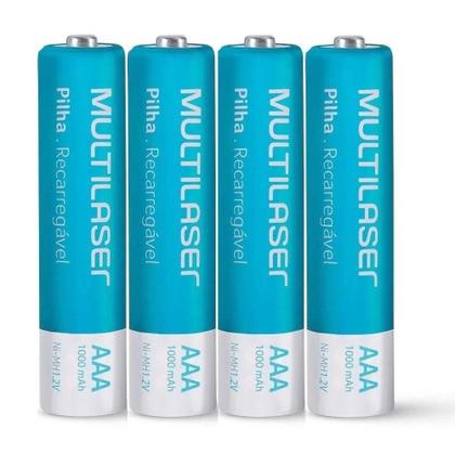 Imagem de Kit 8- Pilhas Recarregáveis AA / AAA Multilaser + Carregador De Pilhas Original Multilaser Com Garantia