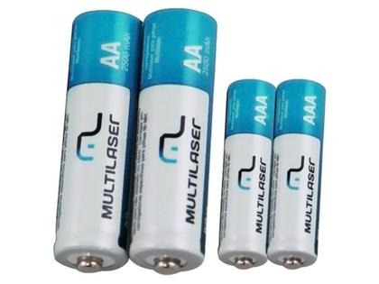 Imagem de Kit 8 Pilhas Recarregáveis AA e AAA + Carregador de Pilhas Multilaser
