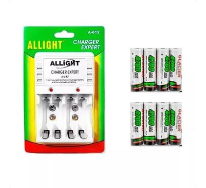 Imagem de Kit 8 Pilhas Recarregáveis Carregador Rápido Bivolt Aa E Aaa