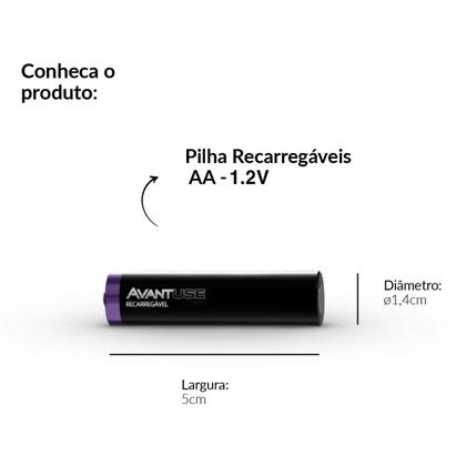 Imagem de Kit 8 Pilhas Recarregável Comum AA 2700MAH Cod: 408140010-2 Avant Use