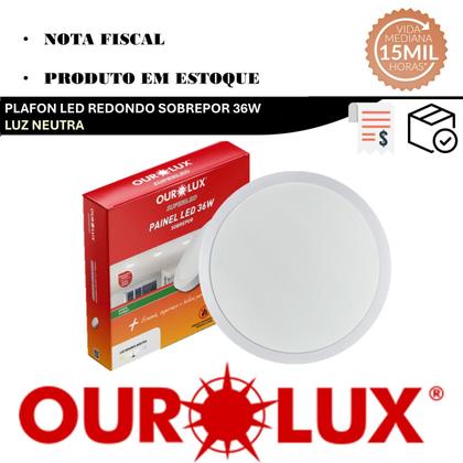 Imagem de Kit 8 Plafon Painel Redondo Sobrepor 36w 40cm Branco Neutro 4000K