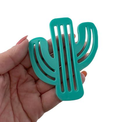 Imagem de Kit 8 Porta Copo Decorativo em Silicone Formato Cacto Suporte Mesa Bolacha Chopp Verde Água