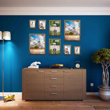 Imagem de Kit 8 Porta Retratos Painel Parede Dourado