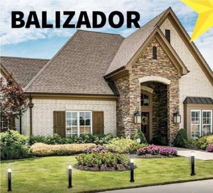 Imagem de Kit 8 Poste Balizador Luminária Casa Sítio Jardim 35cm Preto + Lâmpada