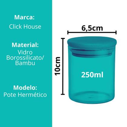 Imagem de Kit 8 Potes Hermético Mantimento Armazenamento De Vidro Com Tampa de Bambu 250ml