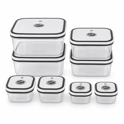 Imagem de Kit 8 Potes Herméticos Plástico Transparente Tampa Electrolux