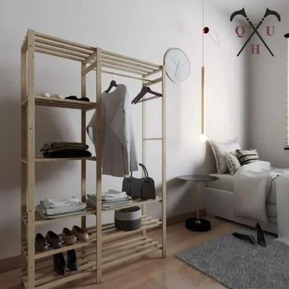 Imagem de Kit 8 Prateleiras Com Cabideiro De Roupas Organizadora Geral