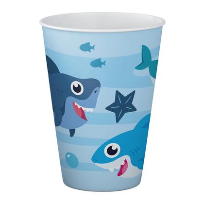 Imagem de Kit 8 Pratos 8 Copos de Papel Festa Aniversário Tubarão