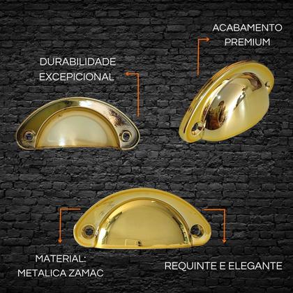Imagem de Kit 8 Puxadores de Gaveta Concha Colonial, Premium, Alta Qualidade