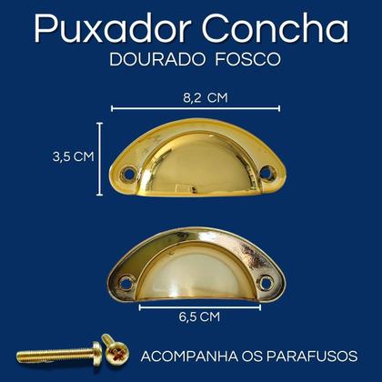Imagem de Kit 8 Puxadores de Gaveta Concha Colonial, Premium, Alta Qualidade