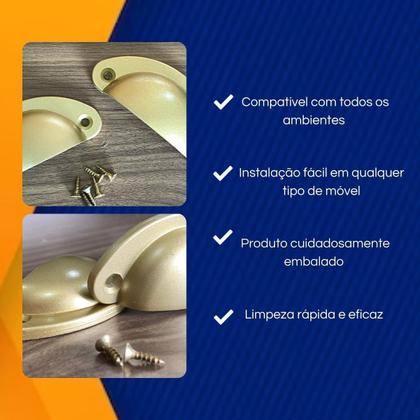 Imagem de Kit 8 Puxadores de Gaveta Concha Colonial, Premium, Alta Qualidade