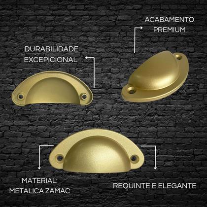 Imagem de Kit 8 Puxadores de Gaveta Concha Colonial, Premium, Alta Qualidade