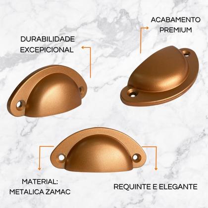 Imagem de Kit 8 Puxadores de Gaveta Concha Colonial, Premium, Alta Qualidade