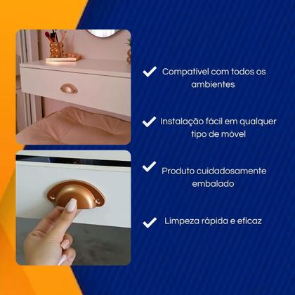 Imagem de Kit 8 Puxadores de Gaveta Concha Colonial, Premium, Alta Qualidade