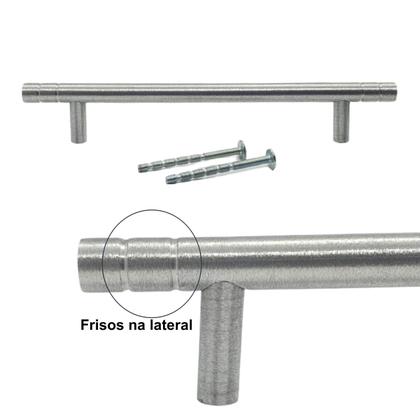 Imagem de Kit 8 Puxadores Haste Alumínio Acetinado Frisos 160mm Portas