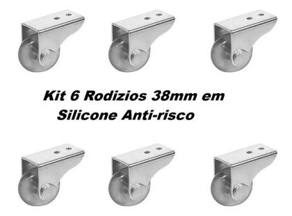 Imagem de Kit 8 Rodízios Rodinha 38mm Fixo Multiuso para Sofá Bicama e Móveis em Geral