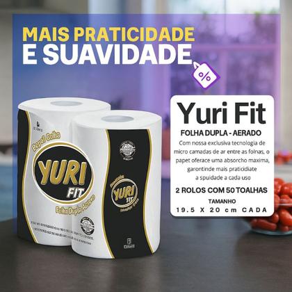Imagem de Kit 8 Rolos Papel Toalha Branco para Cozinha Yuri Fit
