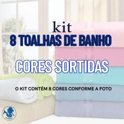 Imagem de Kit 8 Toalhas Banho Algodão Toque Suave leve