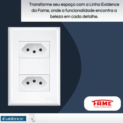Imagem de Kit 8 Tomadas Dupla Padrão 2P+T Dist 4x2 10A Evidence - FAME