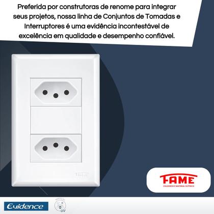 Imagem de Kit 8 Tomadas Dupla Padrão 2P+T Dist 4x2 10A Evidence - FAME