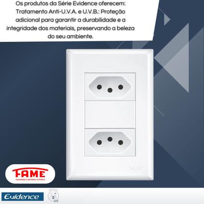 Imagem de Kit 8 Tomadas Dupla Padrão 2P+T Dist 4x2 10A Evidence - FAME