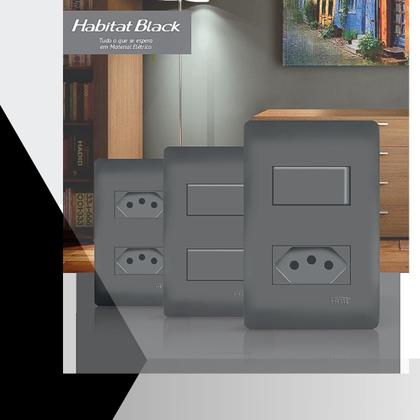 Imagem de kit 8 Tomadas Duplas 20a Tripolar Preto Fosco Fame