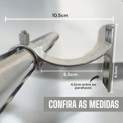 Imagem de Kit 8 un Suporte Alumínio Perfil Invertido Varão Wave 28mm Cor Cortina Instalação Parafuso
