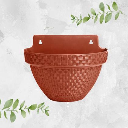 Imagem de Kit 8 vasos de parede meia lua rattan terracota 3 litros