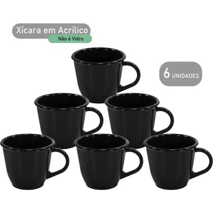 Imagem de Kit 8 Xícaras de Café Acrílico Resistente 85ml Coloridas