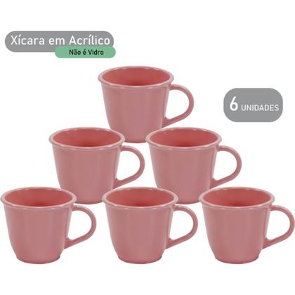 Imagem de Kit 8 Xícaras de Café Acrílico Resistente 85ml Coloridas