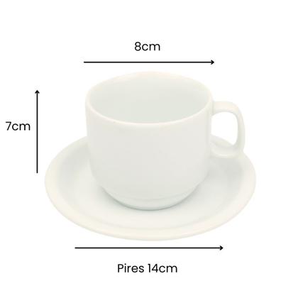 Imagem de Kit 8 Xícaras de Chá com Pires 220ml em Porcelana