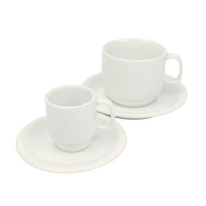 Imagem de Kit 8 Xícaras de Chá com Pires 220ml em Porcelana