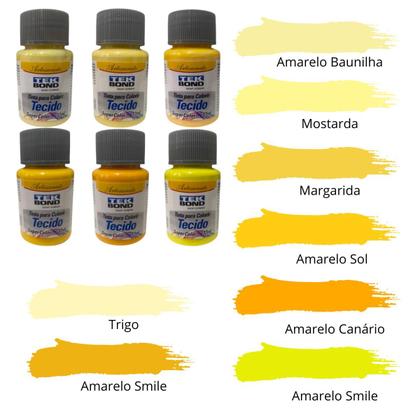 Imagem de Kit 8x Tintas Para Tecido Tekbond 37ML Tons de Amarelo