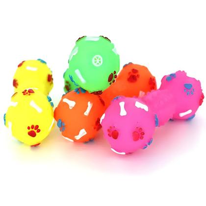Imagem de Kit 9 Brinquedo para Cachorro Mordedor Halteres de Borracha Pet Cães com Apito