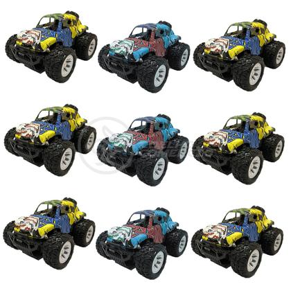 Imagem de Kit 9 Brinquedos Infantil Colecionável Mini Carrinho de Fricção 4WD Off Road Corrida Grafite Colorido