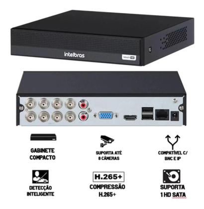 Imagem de Kit 9 Câmeras Multi Hd Dvr Intelbras 8 Canais Com Hd 3tb com Audio