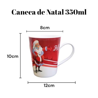 Imagem de Kit 9 Caneca Decorada Natal 350ml Papai Noel Árvore Natalina