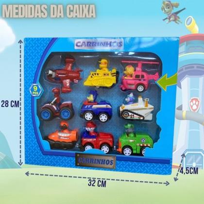 Imagem de Kit 9 Carrinhos Patrulha Canina Fricção Brinquedos Coleção Envio Imediato