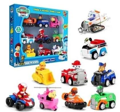 Imagem de Kit 9 Carrinhos Patrulha Canina Fricção Brinquedos Coleção.