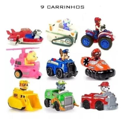 Imagem de Kit 9 Carros E Personagens Patrulha Canina Fricção Coleção