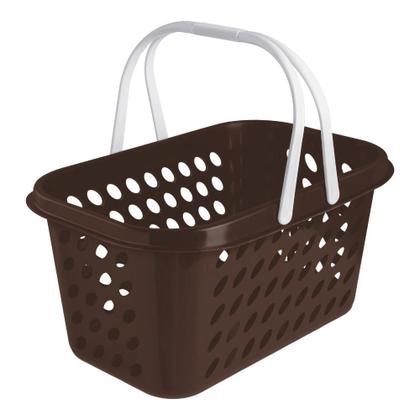 Imagem de Kit 9 Cesta Cestinha Plástica Supermercado Compras 3L c/ Alça Resistente Leve Mulituso Portátil