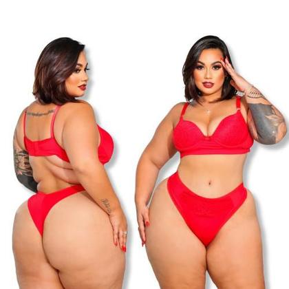 Imagem de Kit 9 Conjuntos Calcinha e Sutiã Plus Size Fio Dental Rendado Fio Duplo